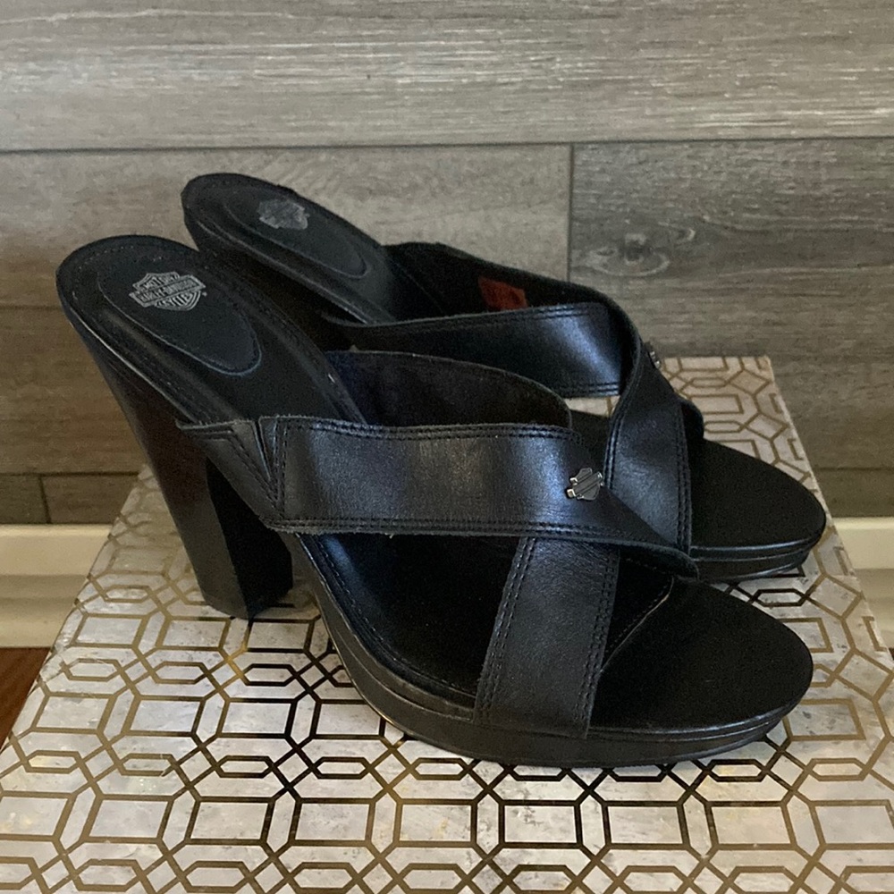 Harley Davidson Shawna Black Leather Heels